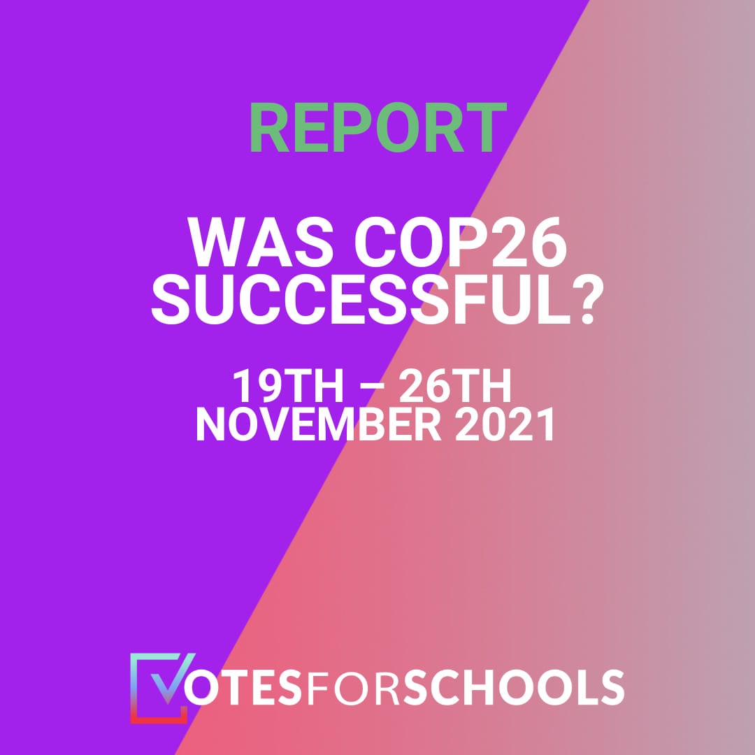  In September, VotesforSchools worked with UNICEF UK's Rights Respecting Schools to get voters' views on children's rights and climate change ahead of COP26.